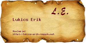 Lukics Erik névjegykártya